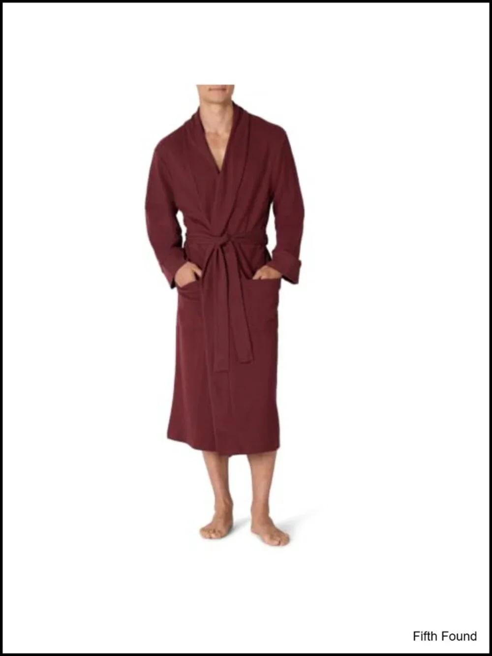 Men's Lightweight Cotton Waffle Bath Robe Mid-Length Loungewear